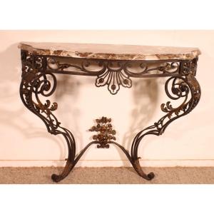console en fer forgé de style louis XV-19° siècle