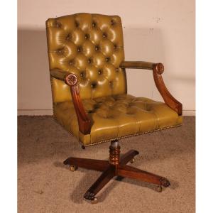 Fauteuil De Bureau Dit fauteuil directeur swivel En Acajou Et Cuir
