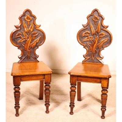 Pair Of  Hall Chairs Art Déco Early 20 Century-england