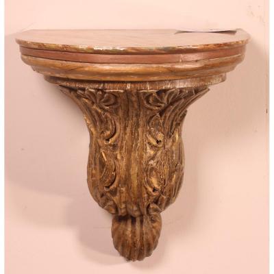 Console d'Applique En Bois Sculpté Rechampi-18° Siècle