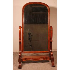 Cheval Mirror In Mahogany-19 ° Century