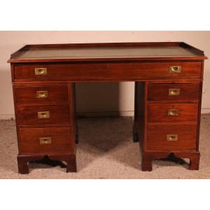 Campaign Desk In Mahogany-19 ° Century