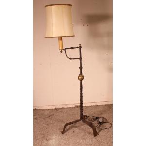 Wrought Iron Candle Holder With Goatskin Lampshade