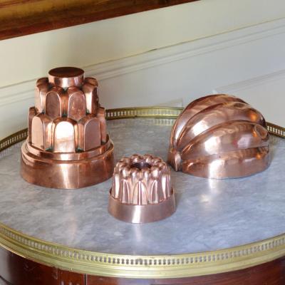 Three Copper Cake Molds XIX