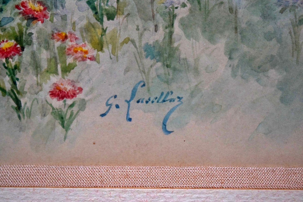 Scène galante par Gustave François Lasellaz Aquarelle XIXème-photo-3