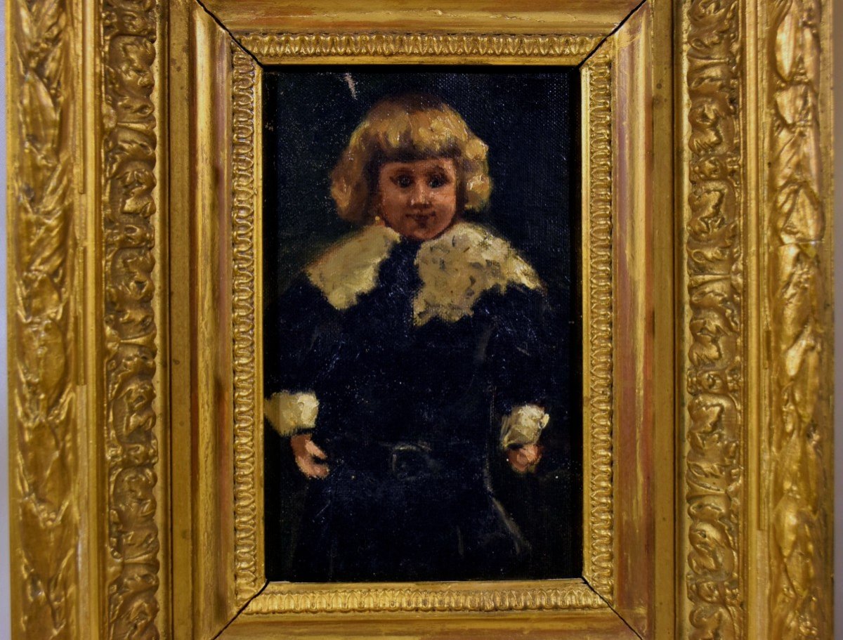Impressionist Painting Portrait Of A 19th Century Child-photo-2