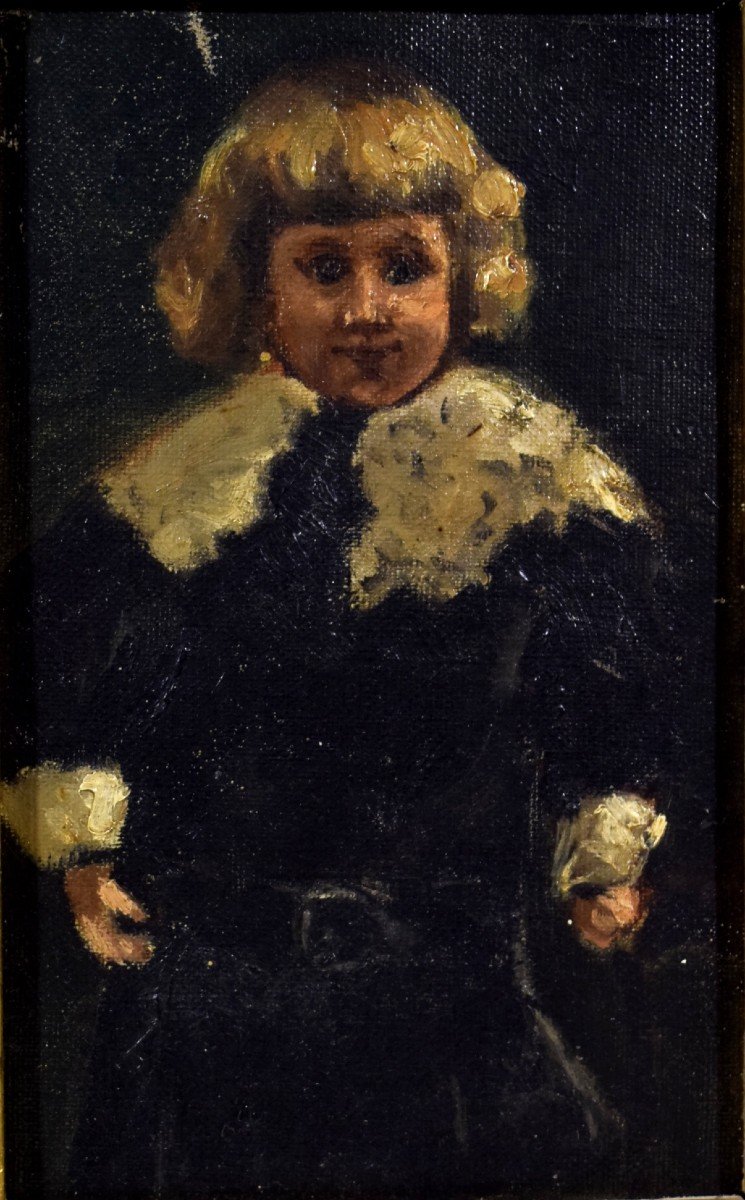 Impressionist Painting Portrait Of A 19th Century Child-photo-3