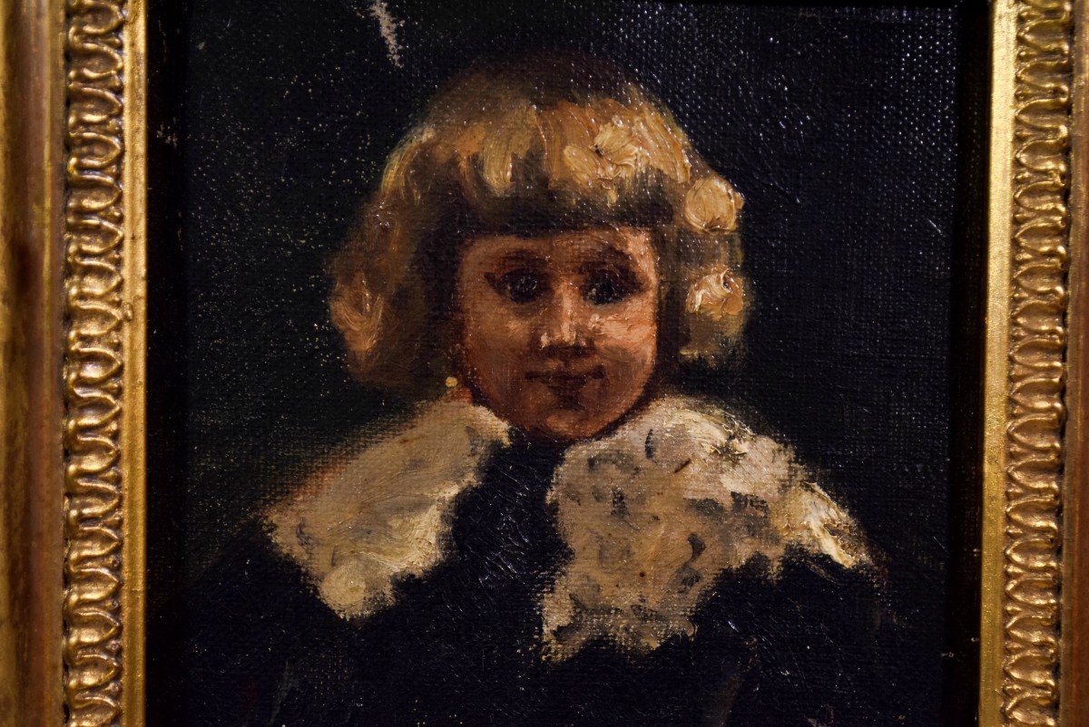 Peinture impressionniste Portrait d'enfant XIXème-photo-4