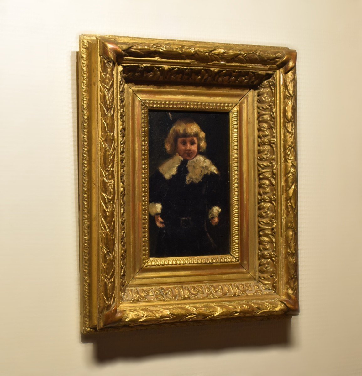 Peinture impressionniste Portrait d'enfant XIXème-photo-3