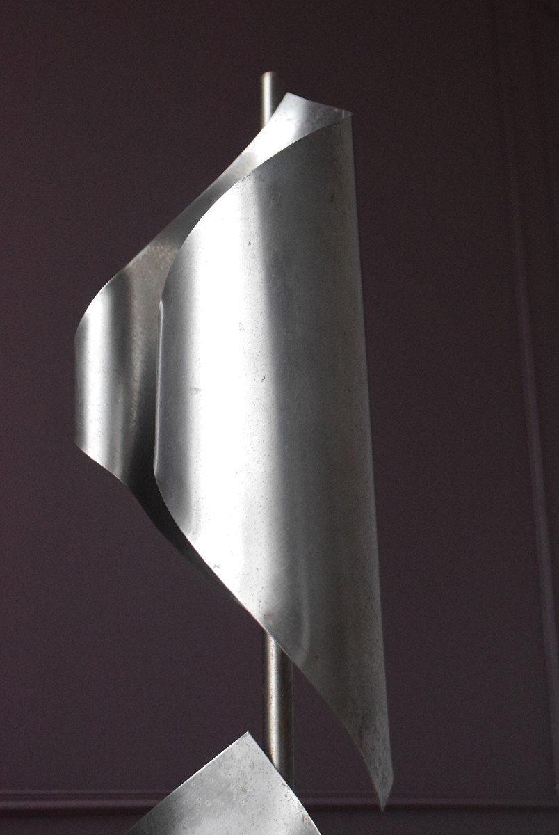 Pair Of 70s Vintage Chrome Steel Floor Lamps-photo-3