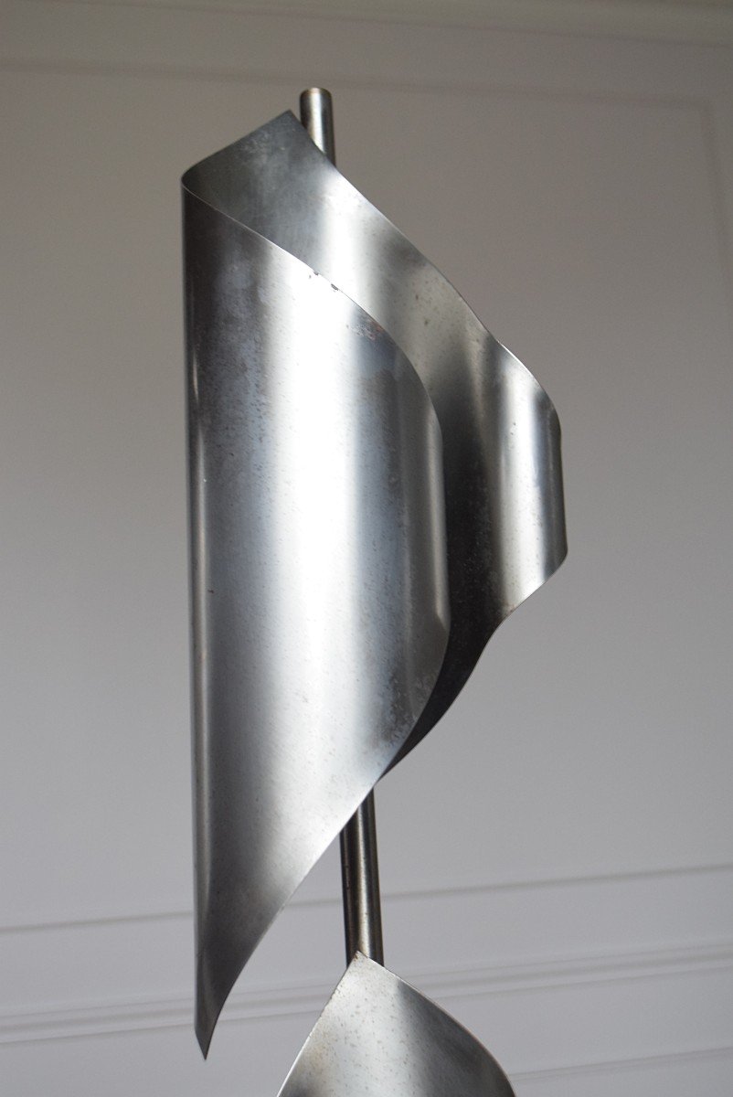 Pair Of 70s Vintage Chrome Steel Floor Lamps-photo-5