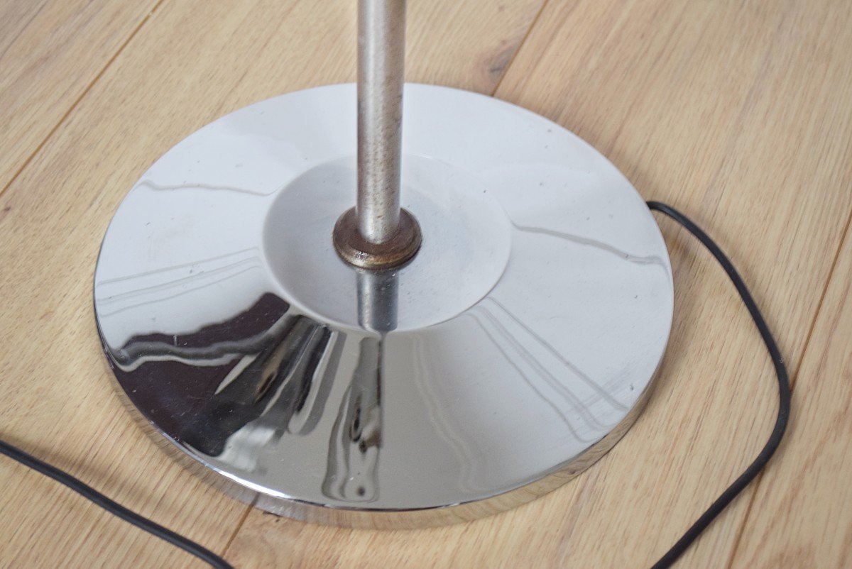 Pair Of 70s Vintage Chrome Steel Floor Lamps-photo-8