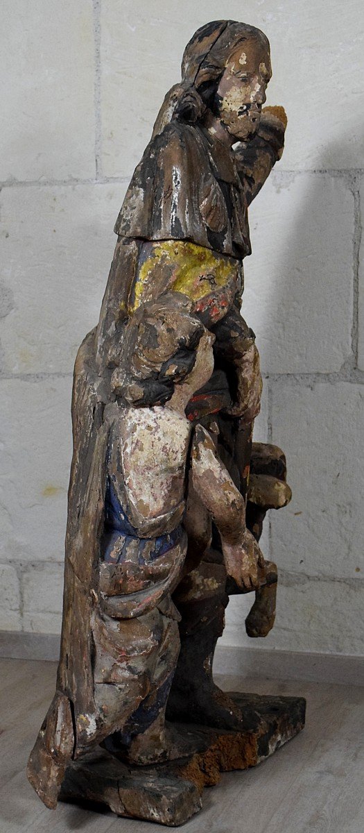 Saint-Roch Grande statue en bois sculpté polychrome XVIIème-photo-2