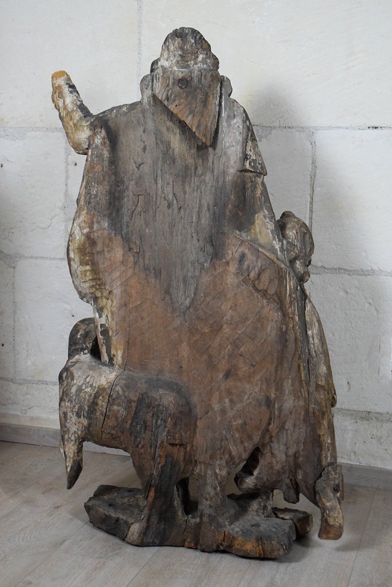 Saint-Roch Grande statue en bois sculpté polychrome XVIIème-photo-3