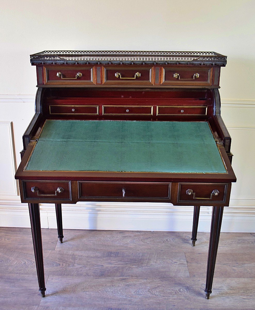 Cylinder Desk Or Bonheur Du Jour With Louis XVI Style System-photo-3