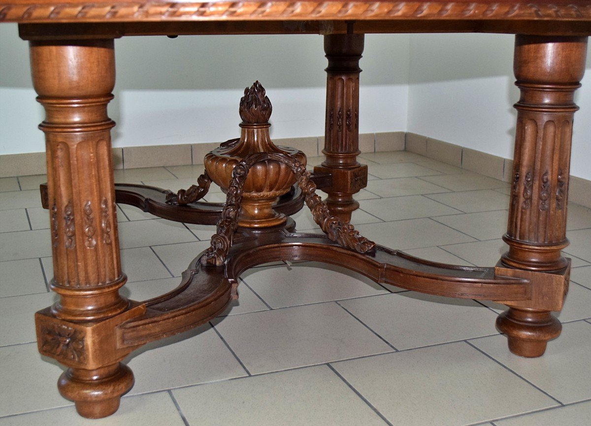 Importante table de 5 mètres déployée Table de château en noyer XIXème-photo-4