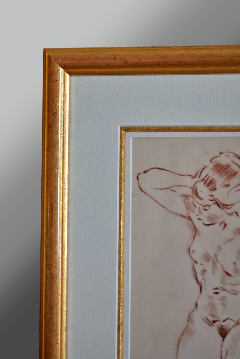 Red Chalk Female Nude By Jean Adrien Mercier-photo-2