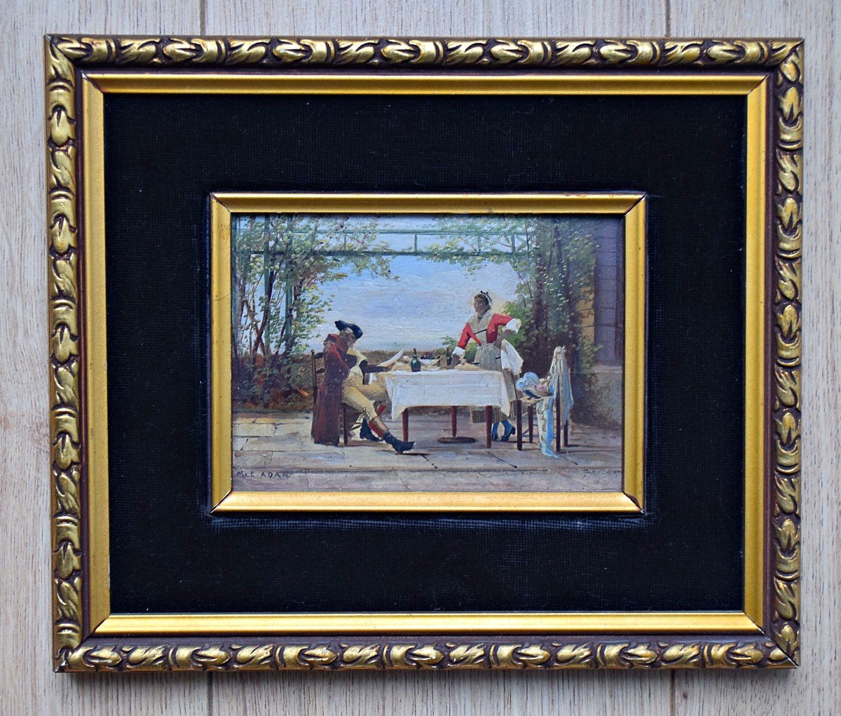 Pair Of Miniature Paintings Signed Me Adan XIXth Genre Scenes-photo-2