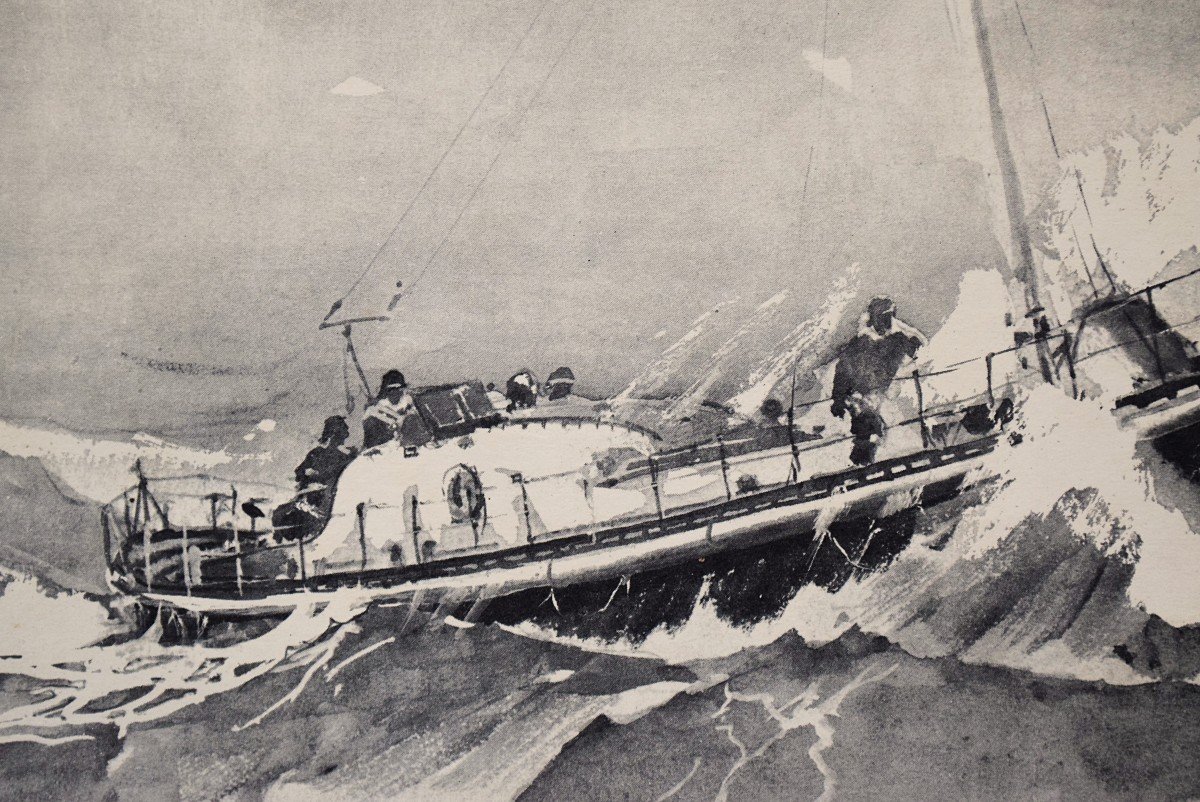 Le Commandant-Yvon Canot de sauvetage Granville par Marin Marie Lithographie-photo-1