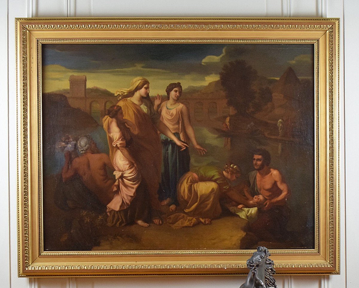 Moses Saved From The Waters After Nicolas Poussin 19th Century-photo-2