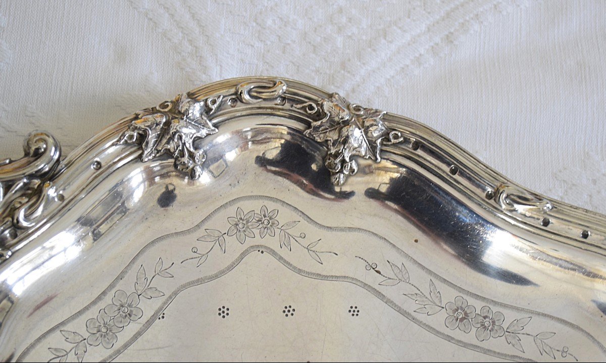 Silver Metal Serving Tray First Half 19th Century-photo-5