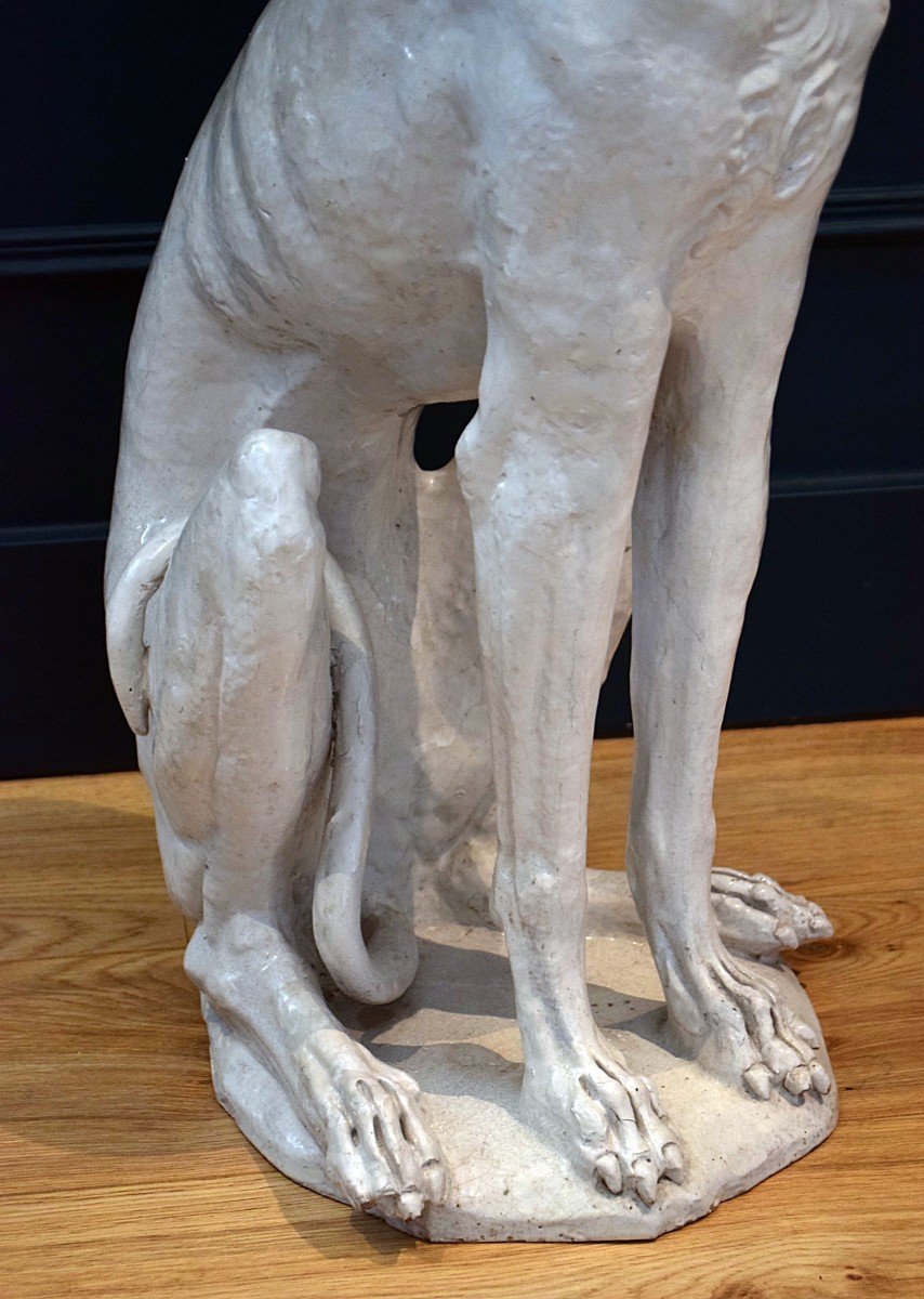 Earthenware Greyhound Life Size 73 Cm Late 19th Century-photo-4