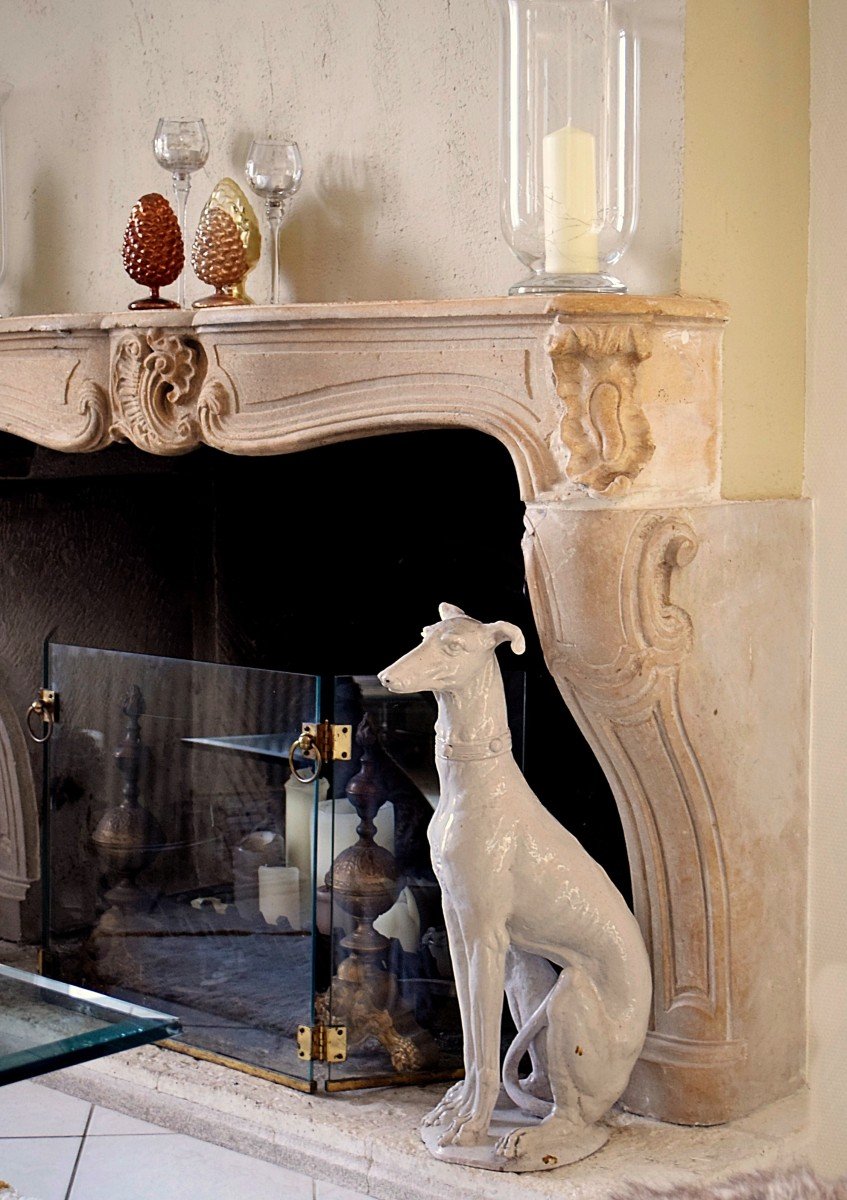 Earthenware Greyhound Life Size 73 Cm Late 19th Century