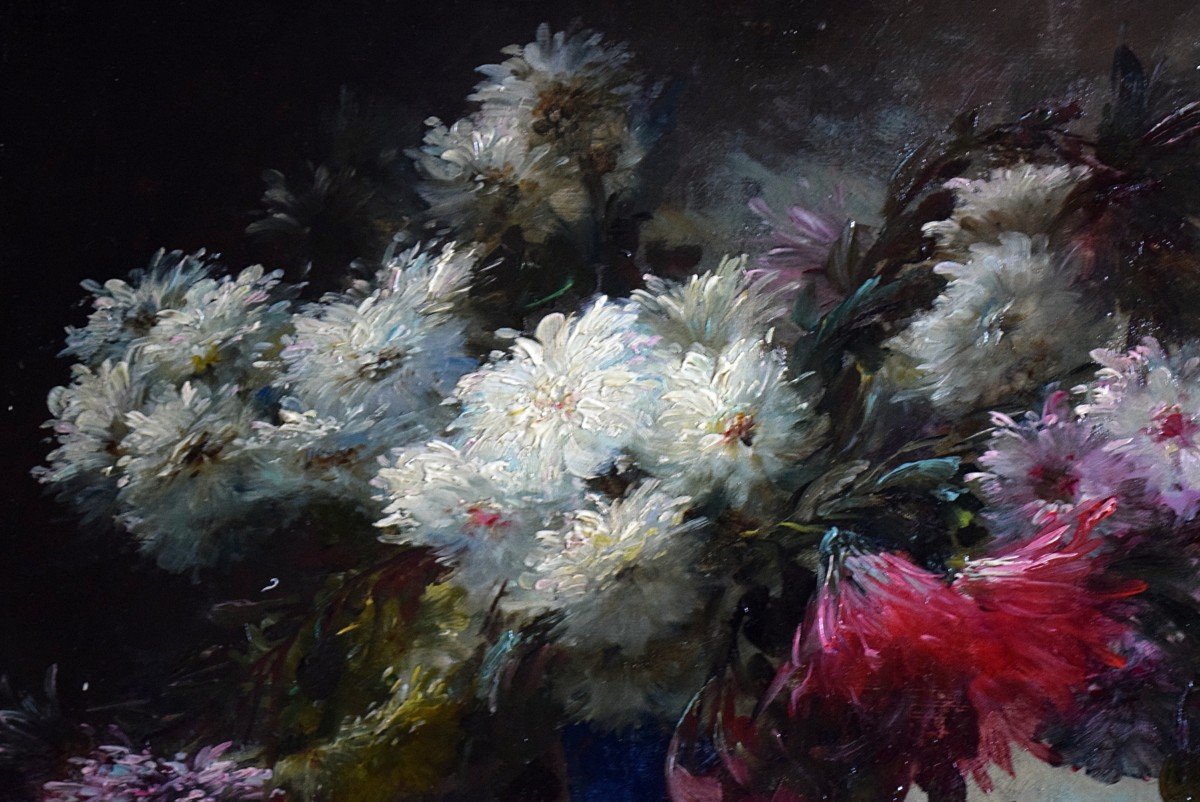Nature morte aux fleurs par Edmond Van Coppenolle XIXè-photo-1