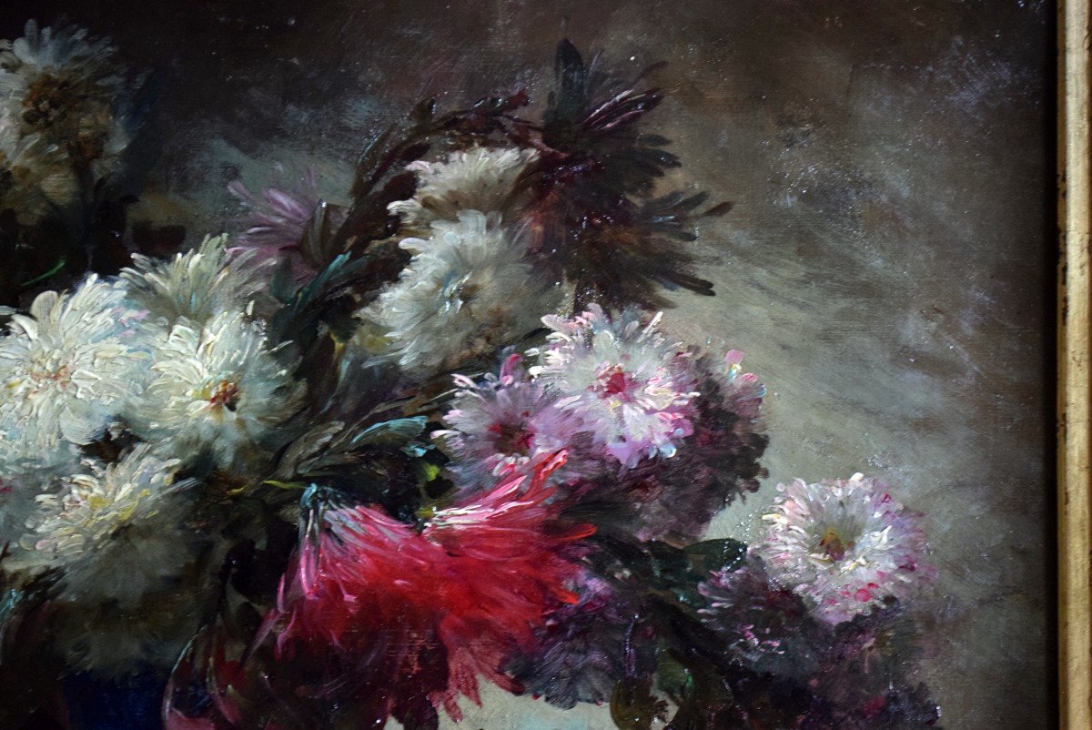 Nature morte aux fleurs par Edmond Van Coppenolle XIXè-photo-2