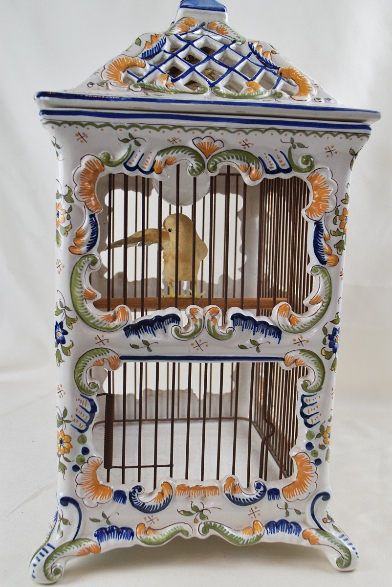 Bird Cage Earthenware From Desvres Fourmaintraux Moustiers Decor Late 19th Century Smell Cage-photo-6