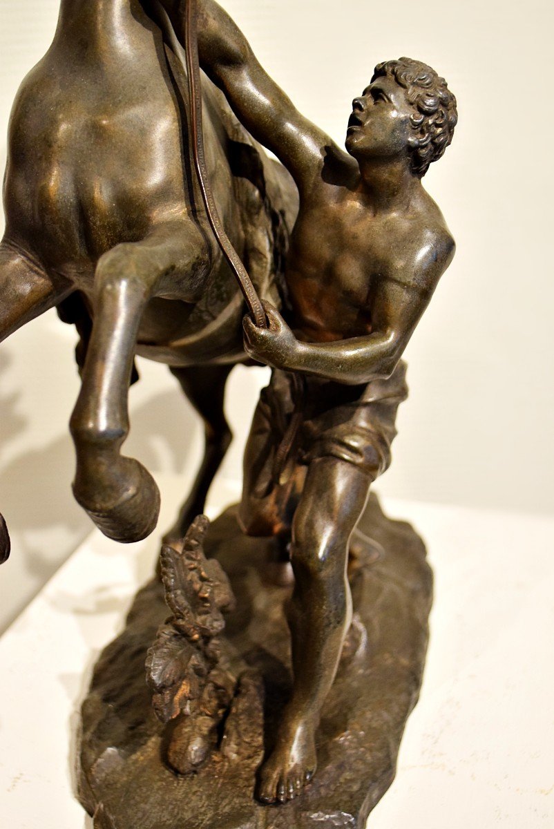 Horse Of Marly In Spelter After Guillaume Coustou 19th Century-photo-2