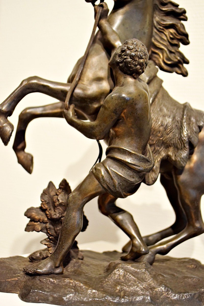 Horse Of Marly In Spelter After Guillaume Coustou 19th Century-photo-2