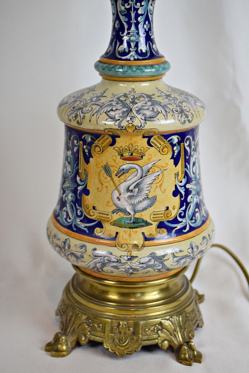 Paire de lampes Ulysse Besnard Faïence de Blois 1884 Electrifiées-photo-4