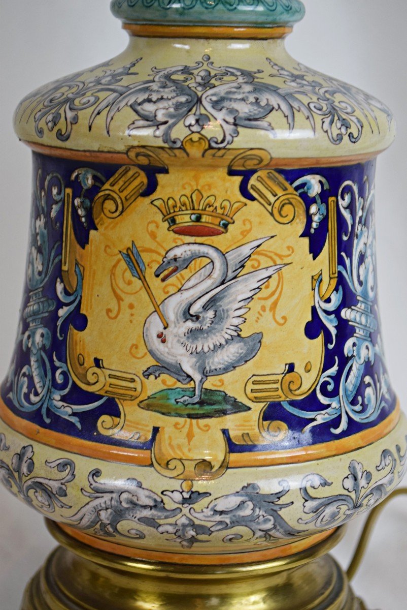 Paire de lampes Ulysse Besnard Faïence de Blois 1884 Electrifiées-photo-3