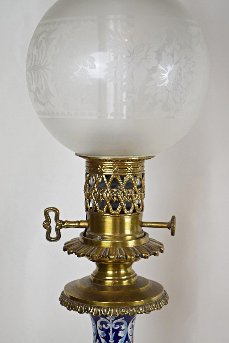 Paire de lampes Ulysse Besnard Faïence de Blois 1884 Electrifiées-photo-7