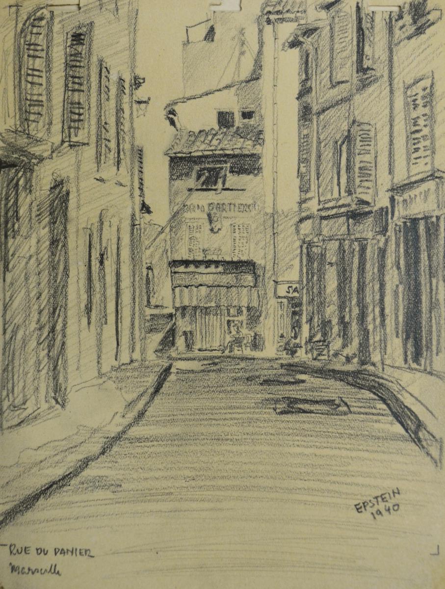 Dessin "Rue du Panier à Marseille" par Epstein 1940-photo-3