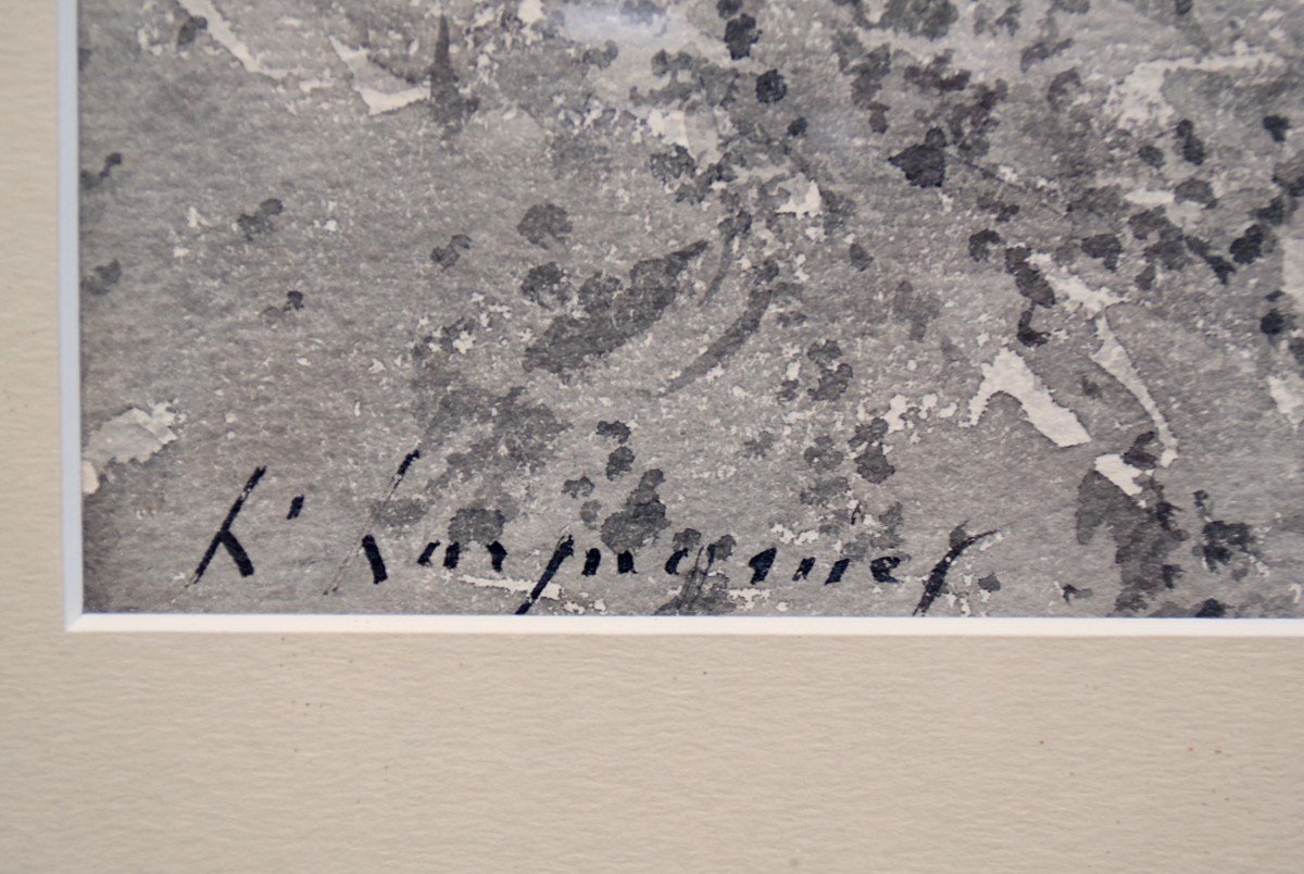 Henri Joseph Harpignies Ink Wash Path In The Undergrowth -photo-3