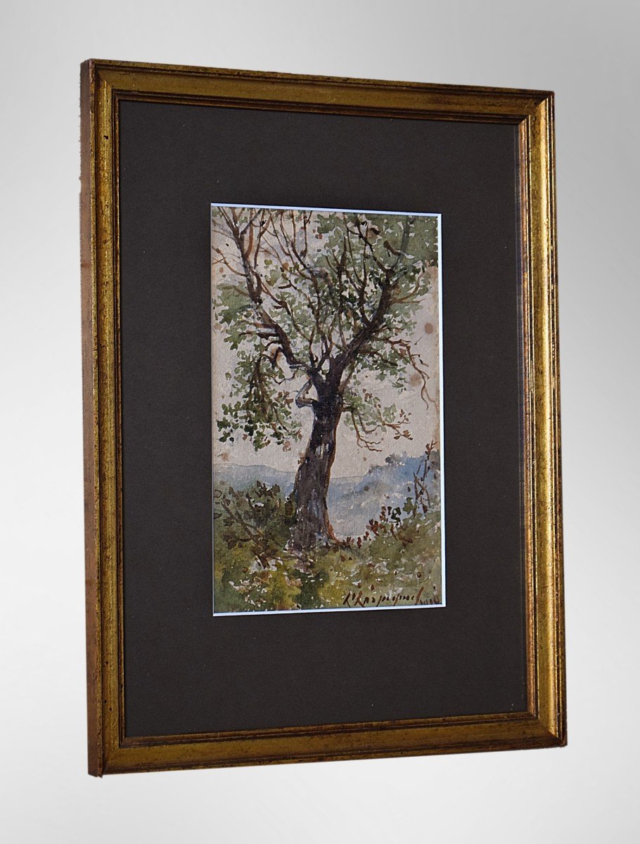 Henri Joseph Harpignies Watercolor Country Landscape-photo-4