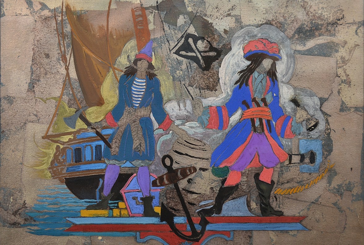 Gouache On Silver Leaf Stage Corsairs-photo-3