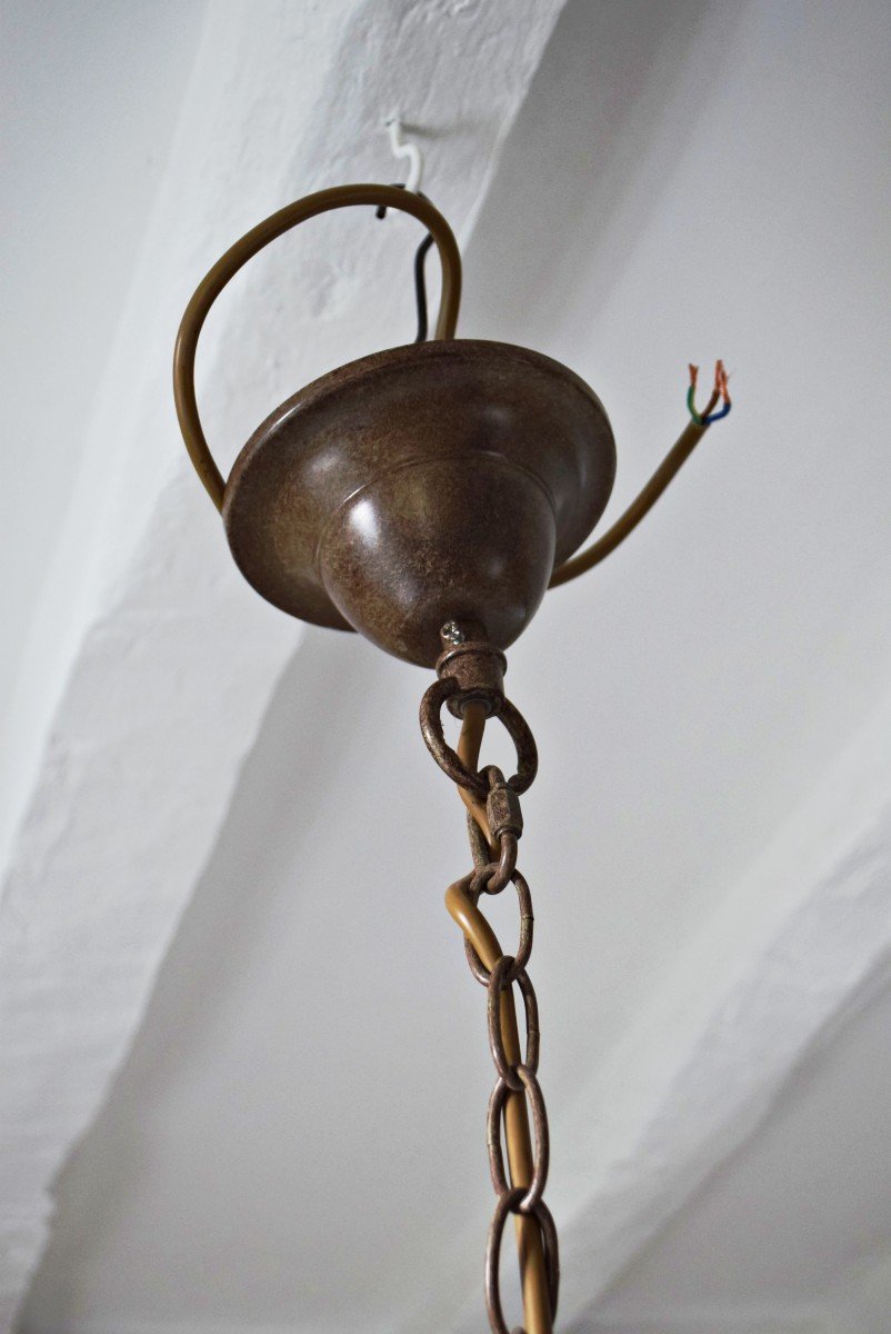Wrought Iron Chandelier With Plant Decor -photo-6