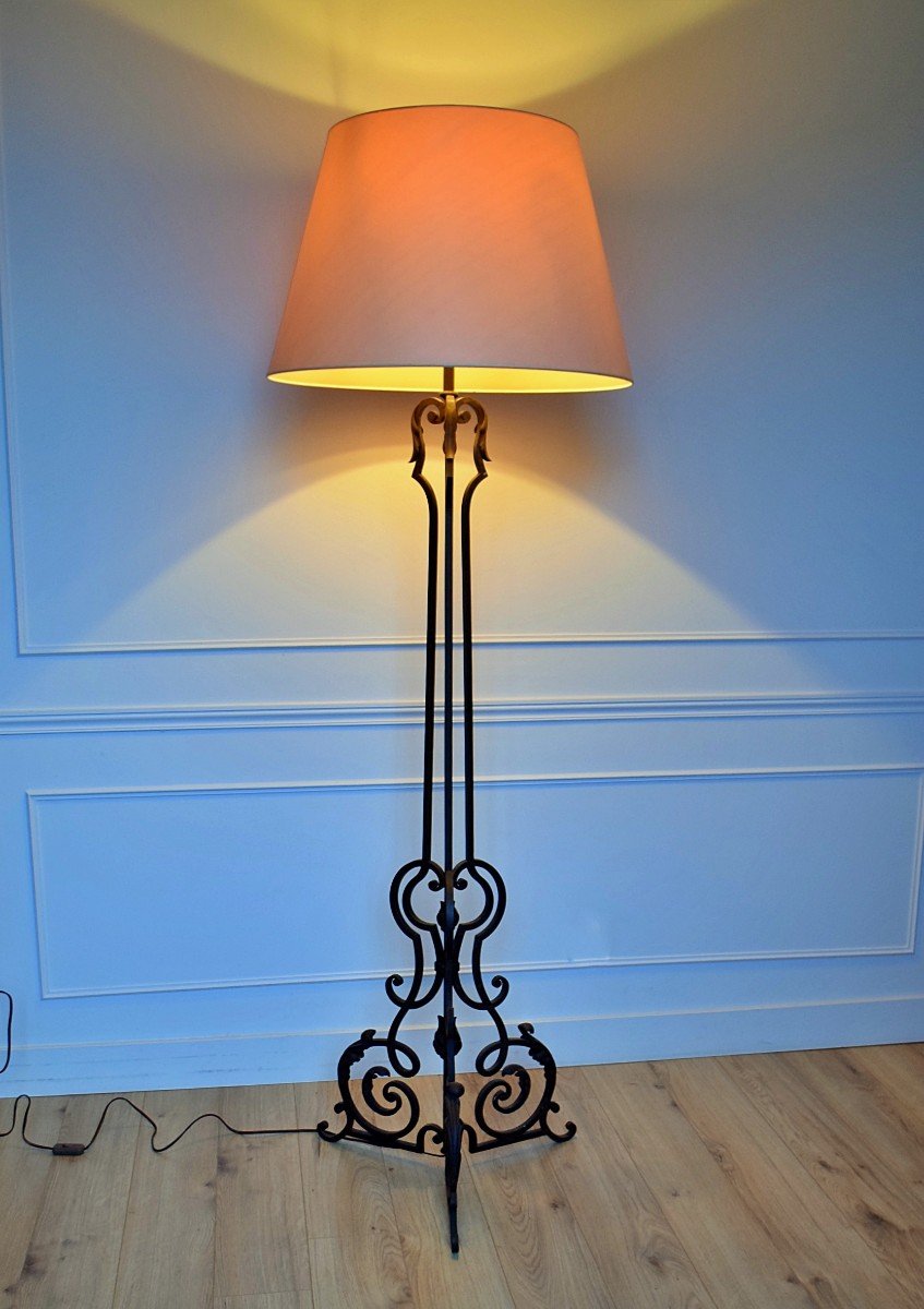 Lampadaire en fer forg&eacute; 1950-photo-2