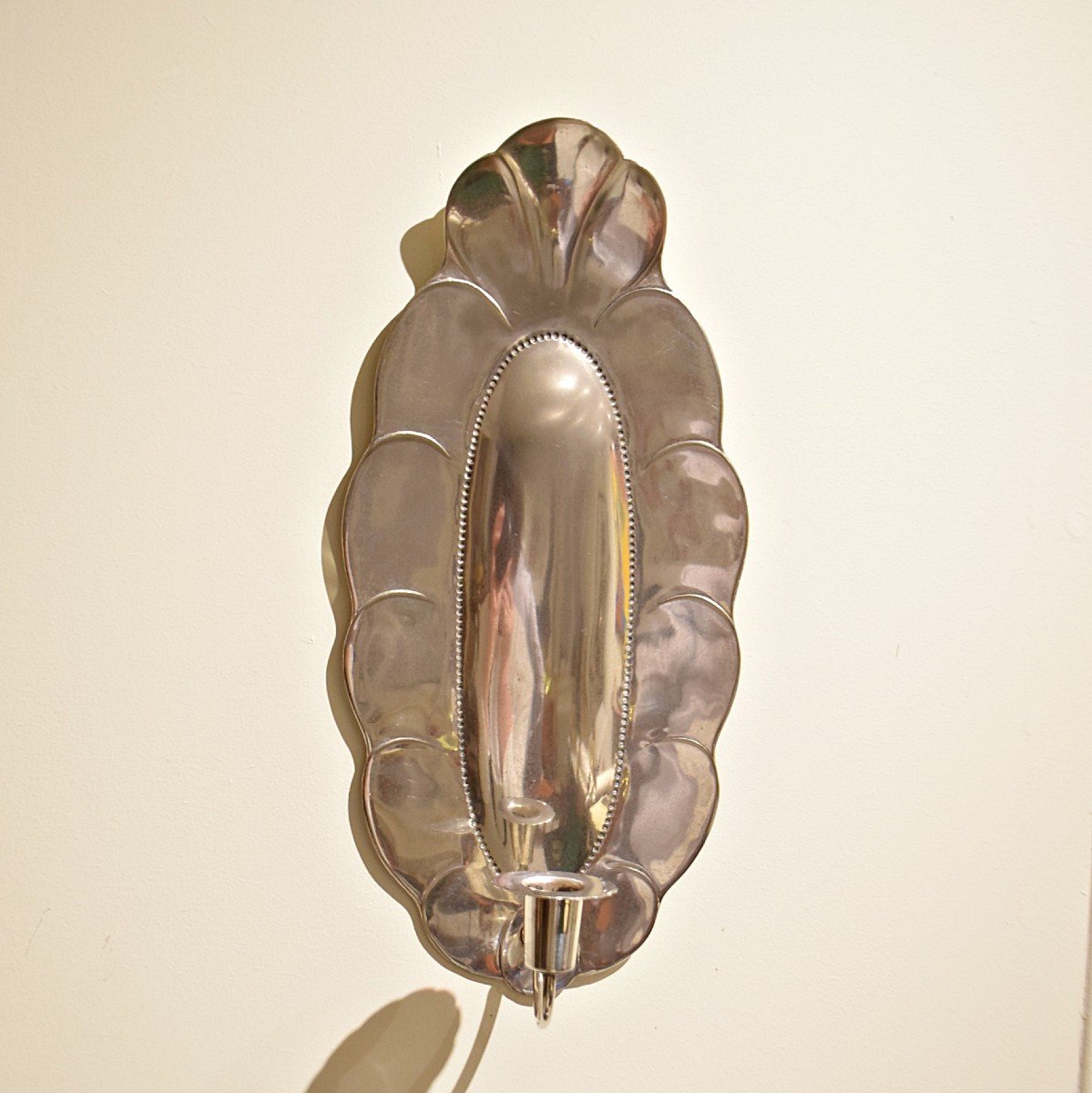 Art Deco 1920s Silver Metal Sweden Wall Sconce-photo-2