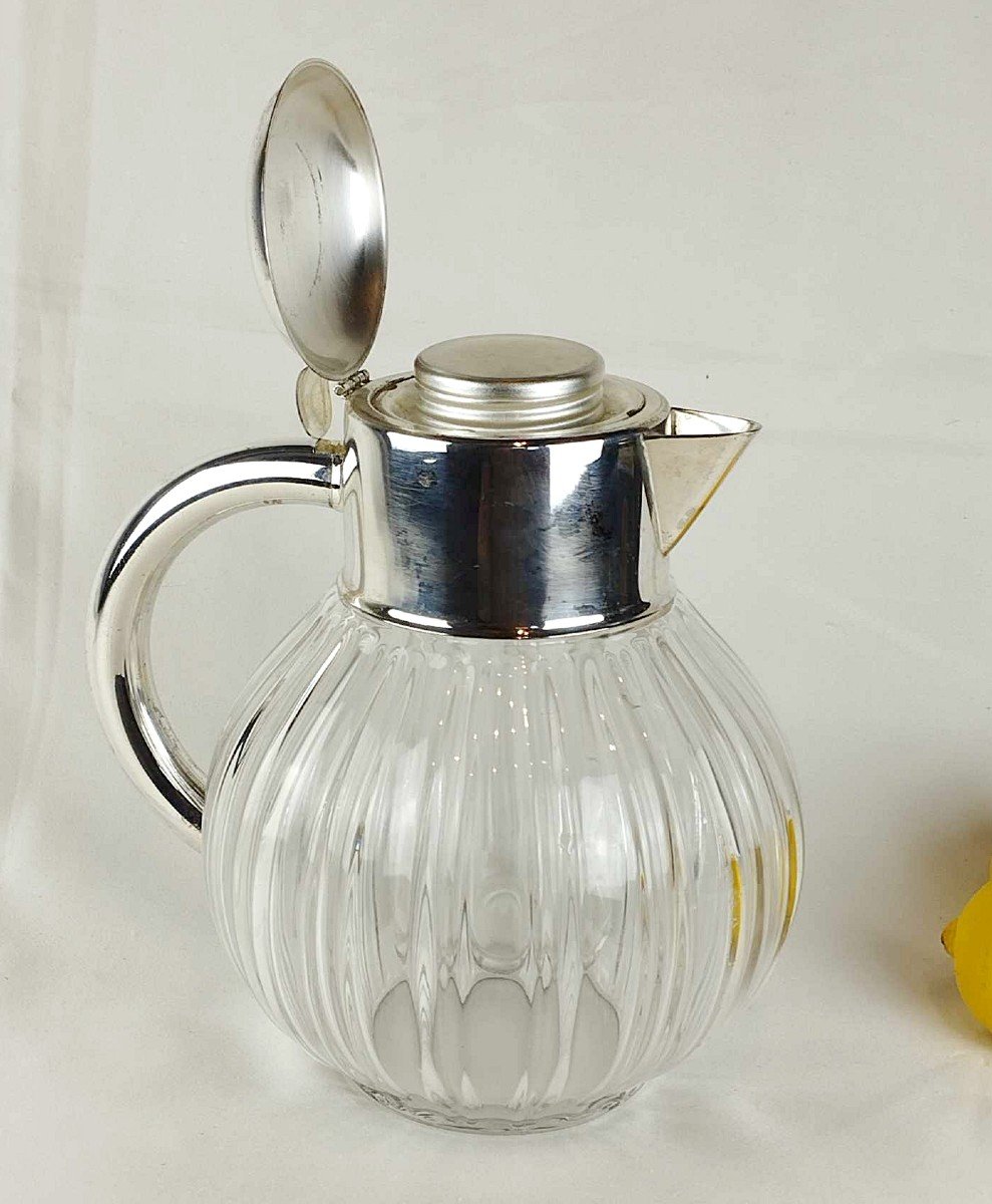 Carafe Rafraîchissoir à Orangeade Métal Argenté Et Verre Hans Knäbel Esslingen -photo-4