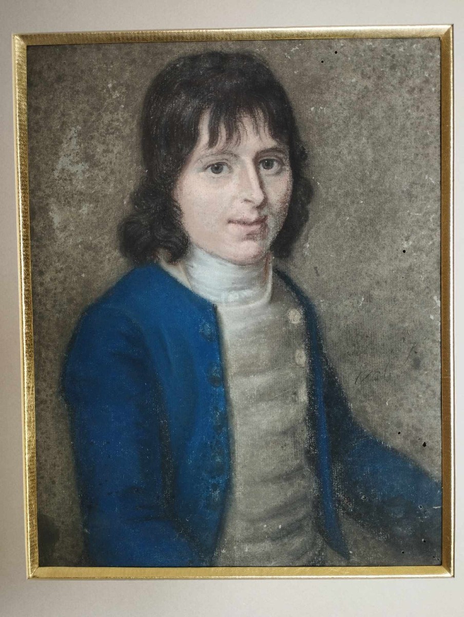Pastel Portrait de jeune garçon 1er Empire 1806 Signé-photo-4