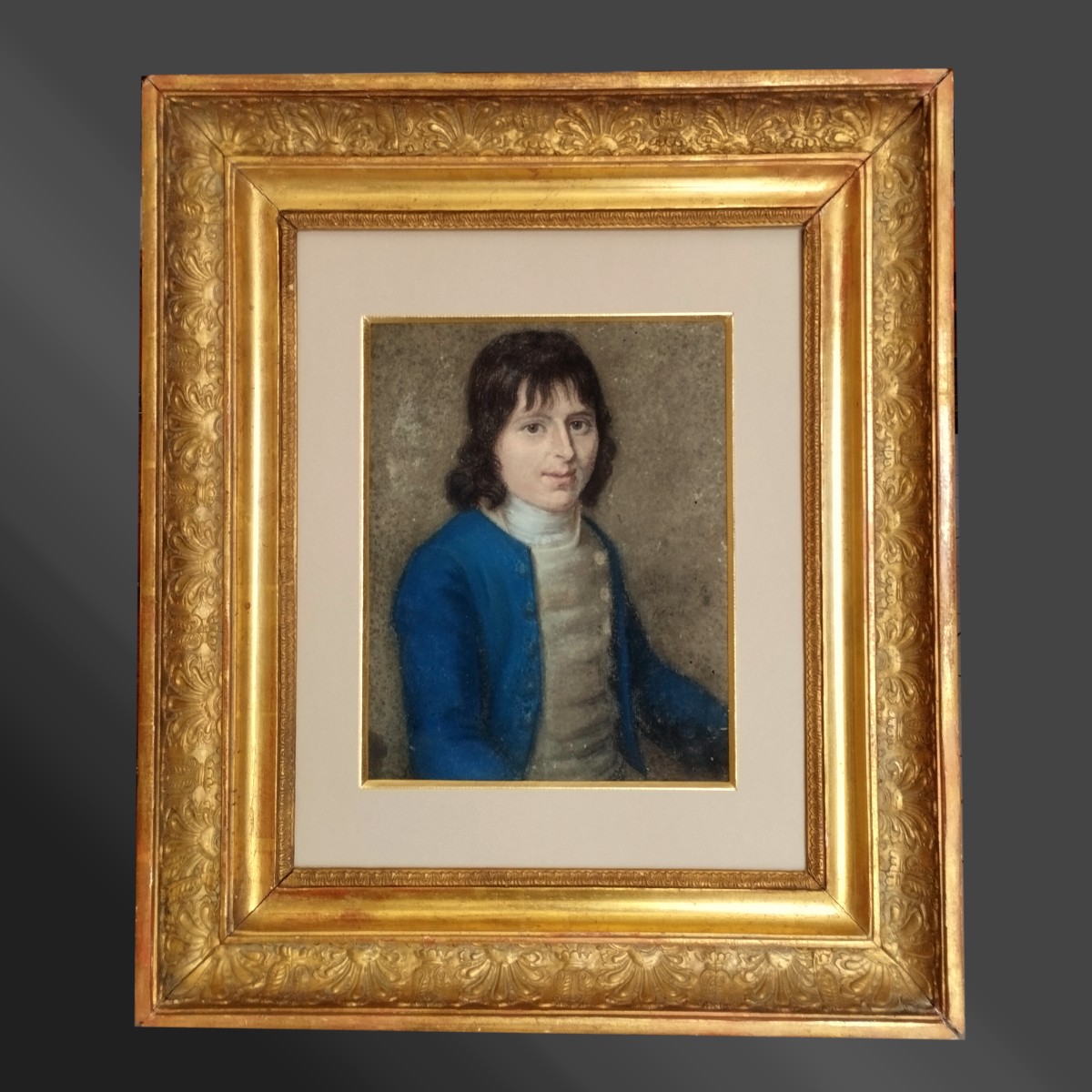 Pastel Portrait de jeune garçon 1er Empire 1806 Signé