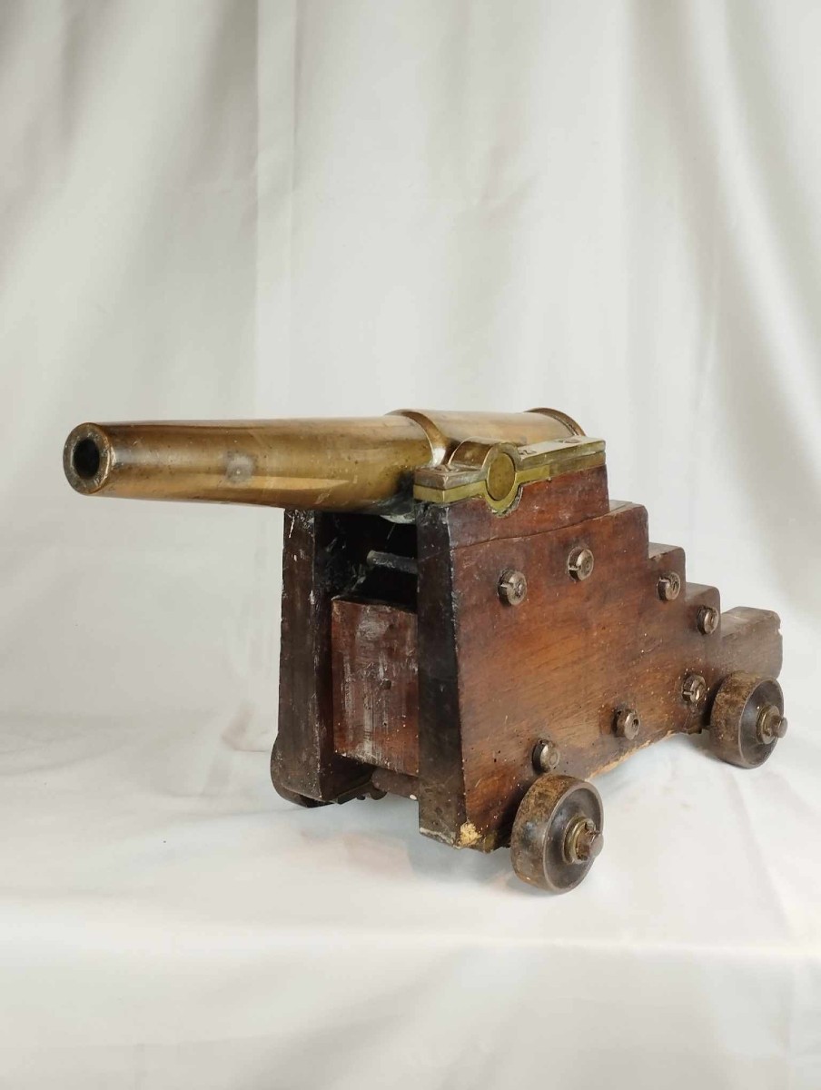 Bronze, Oak And Iron Naval Cannon-photo-4