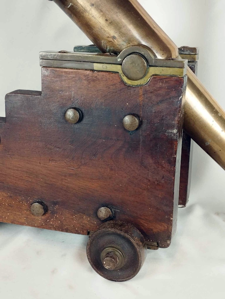 Bronze, Oak And Iron Naval Cannon-photo-2