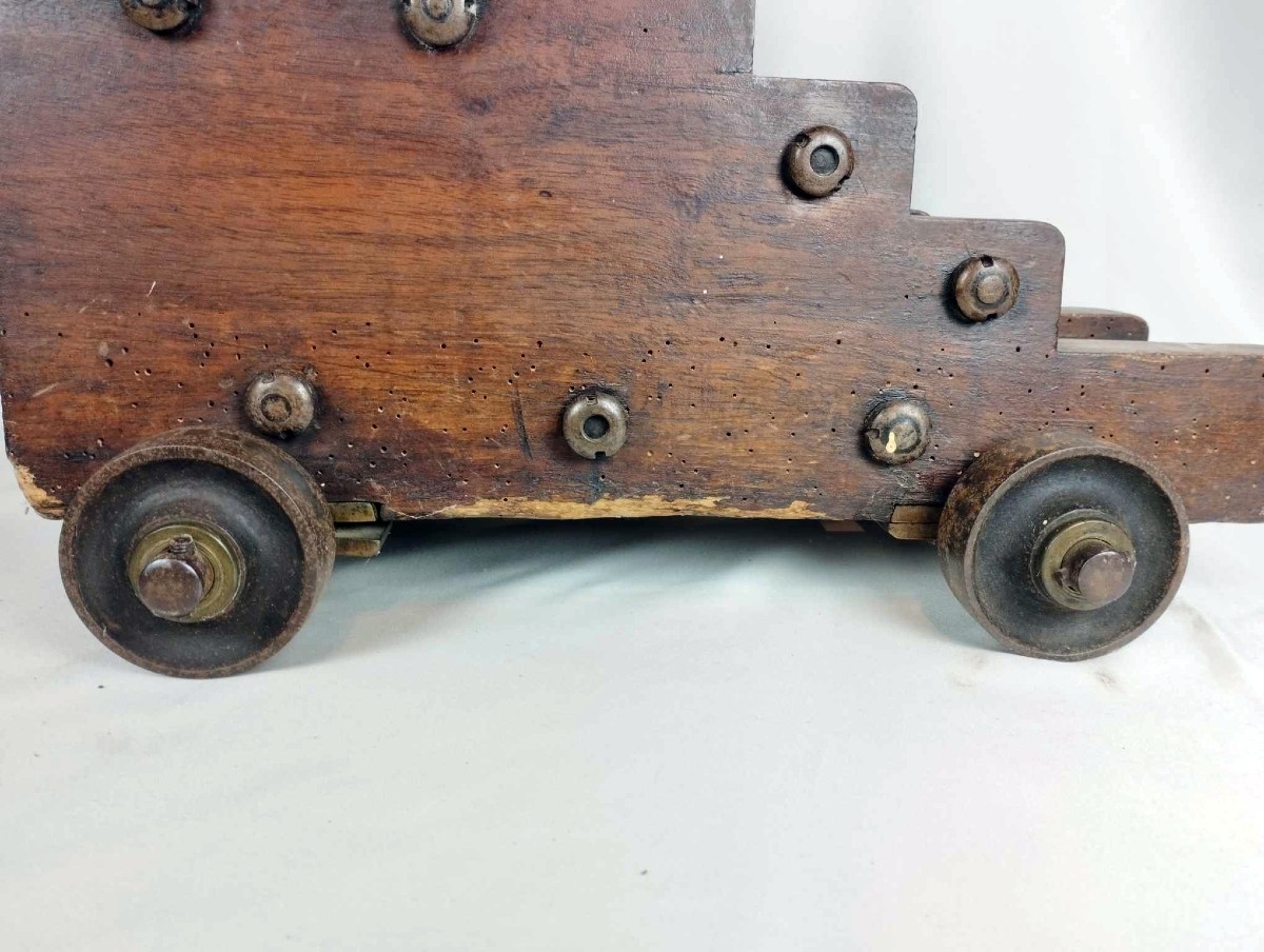 Bronze, Oak And Iron Naval Cannon-photo-3