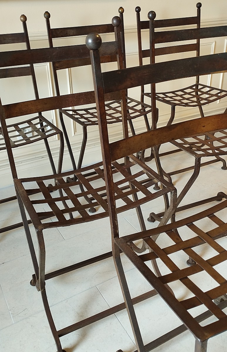 Set Of Six Wrought Iron Chairs-photo-3