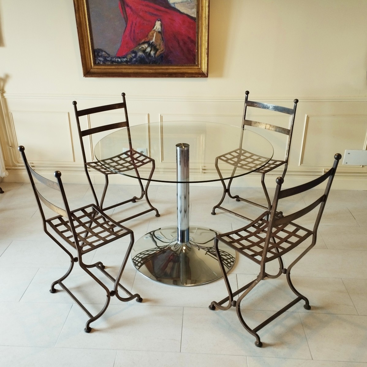 Set Of Six Wrought Iron Chairs-photo-8